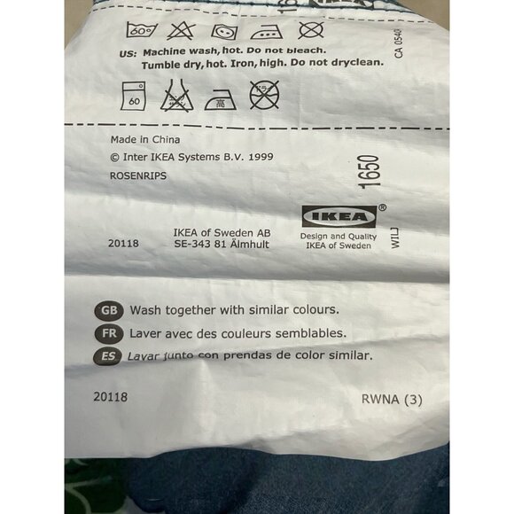 IKEA ROSENRIPS Twin Duvet Cover Blue Floral Folk Art Vintage 1999 - Picture 4 of 5